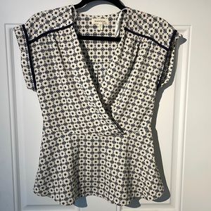 Monteau Blue & White Patterned Blouse